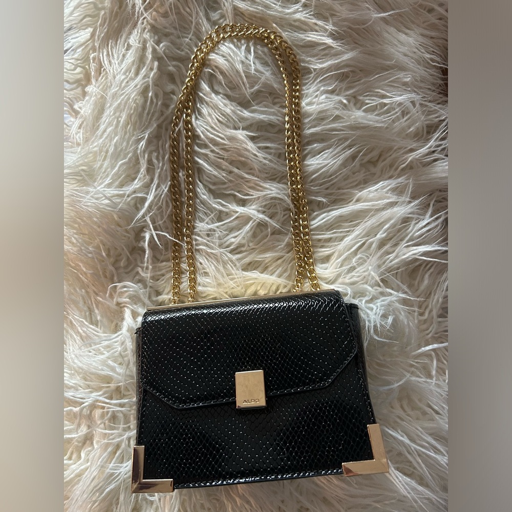 Aldo Black Mini Ylligator Bag